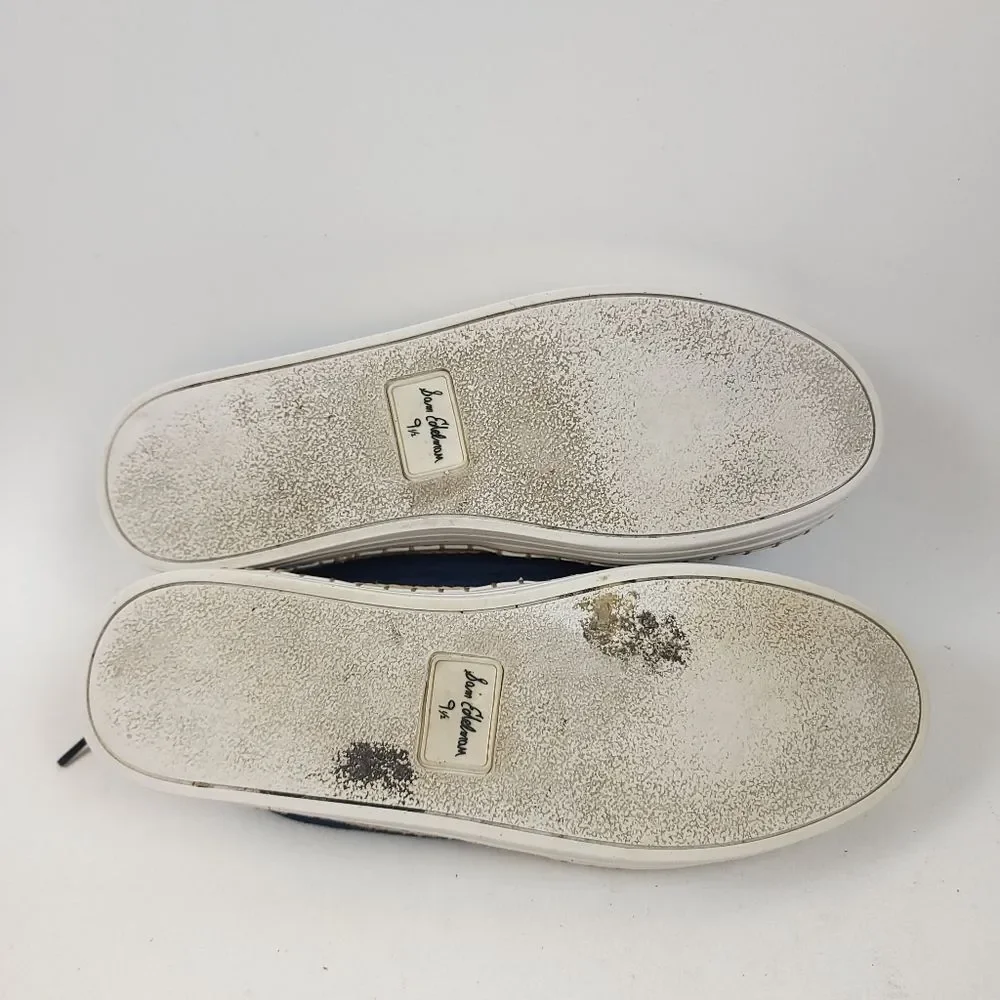 Sam Edelman kavi Denim espadrille Platform Wedge sneaker shoe navy blue Size 9.5